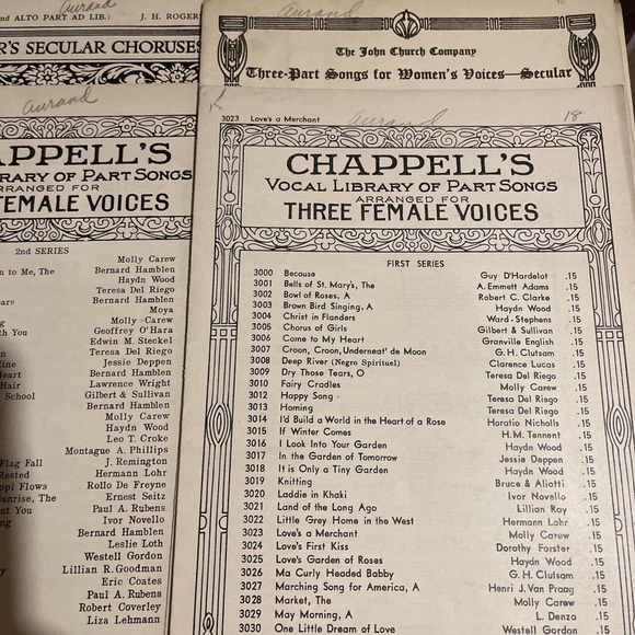1920’s Antique Sheet Music Pamphlets - Hymnal's, Women's Trio Voices Lot Of 6 - Picture 4 of 4